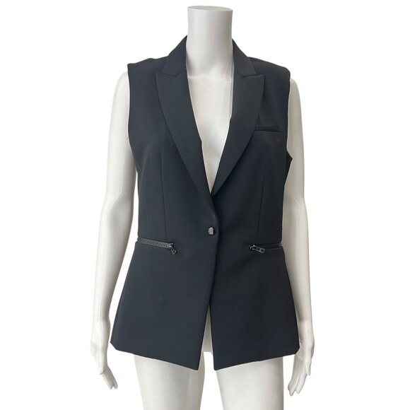 Veronica Beard Black Tux Single Breasted Vest Nylon Blazer size 6 - Picture 1 of 11